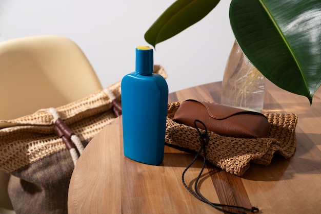 Free Photo still life of beach bag ready for travel