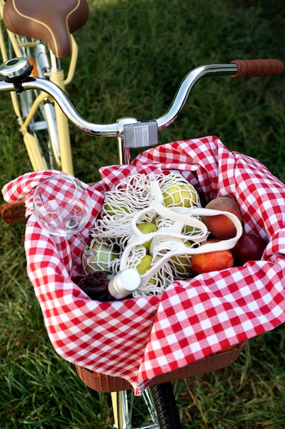 Free photo still life of bicycle basket