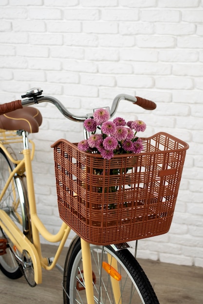 Free photo still life of bicycle basket