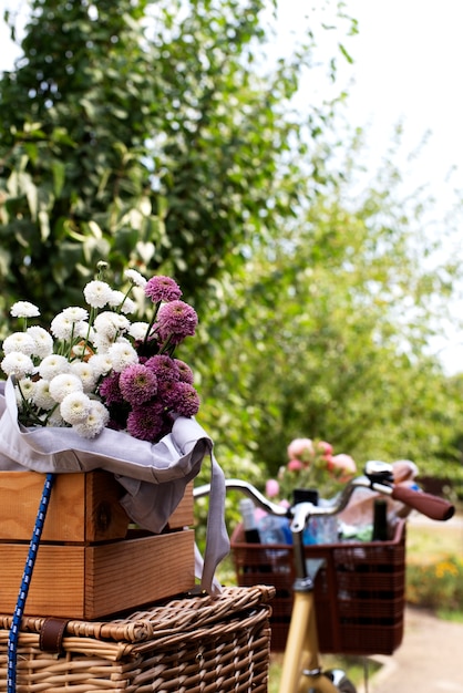 Free photo still life of bicycle basket