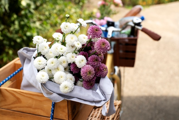 Free photo still life of bicycle basket