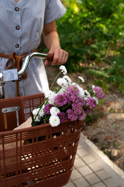 Free Photo still life of bicycle basket