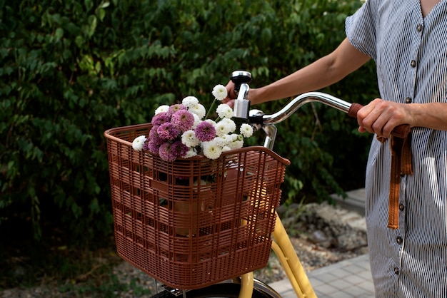 Free Photo still life of bicycle basket