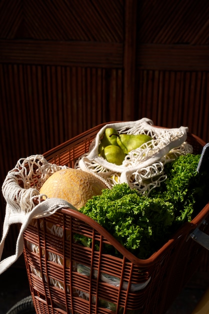 Free photo still life of bicycle basket