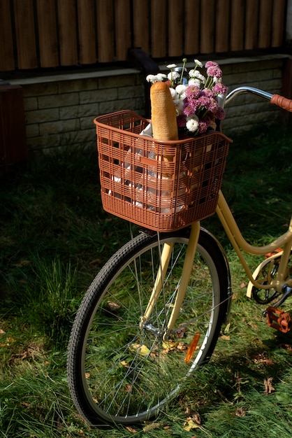 Free photo still life of bicycle basket