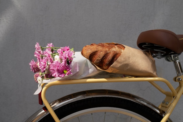 Free photo still life of bicycle basket