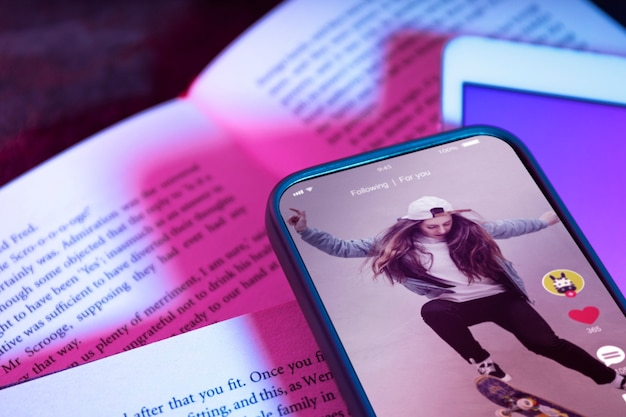 Free photo still life of books versus technology