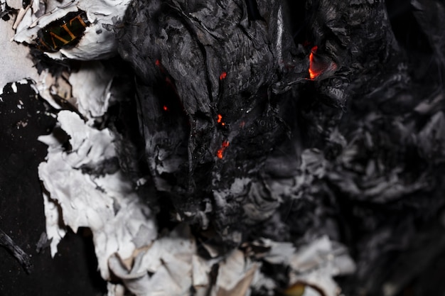 Still life of burnt paper