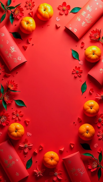 Still life of chinese new year decor