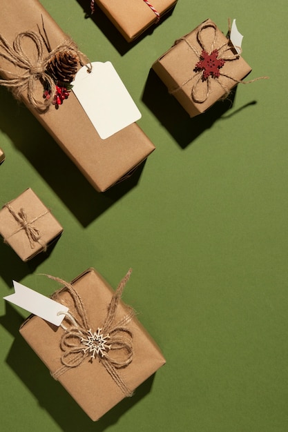 Free photo still life of christmas gift boxes