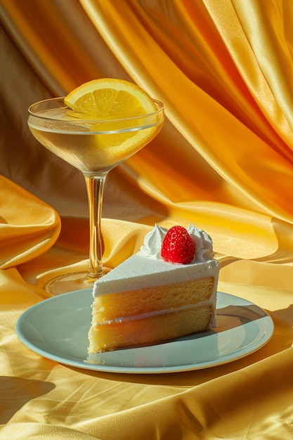 Free photo still life of cocktail on tablecloth