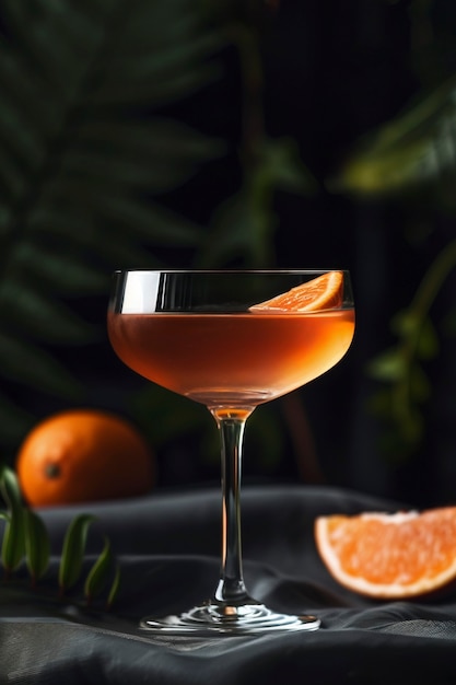 Still life of cocktail on tablecloth