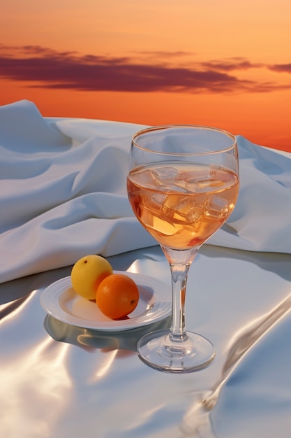 Free photo still life of cocktail on tablecloth