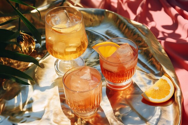 Free photo still life of cocktail on tablecloth