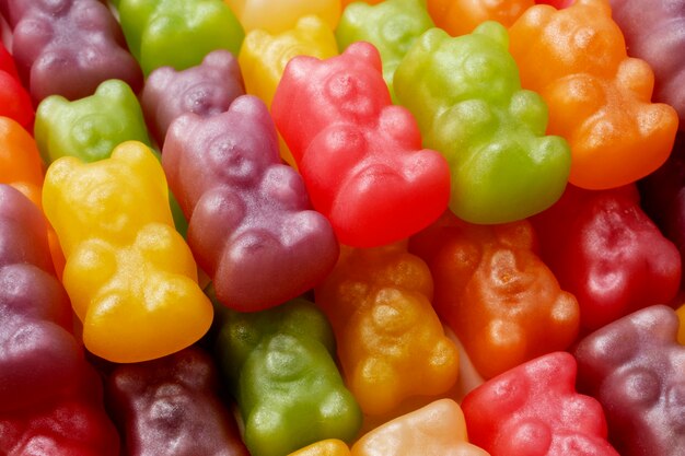 Still life of colorful gummy bears