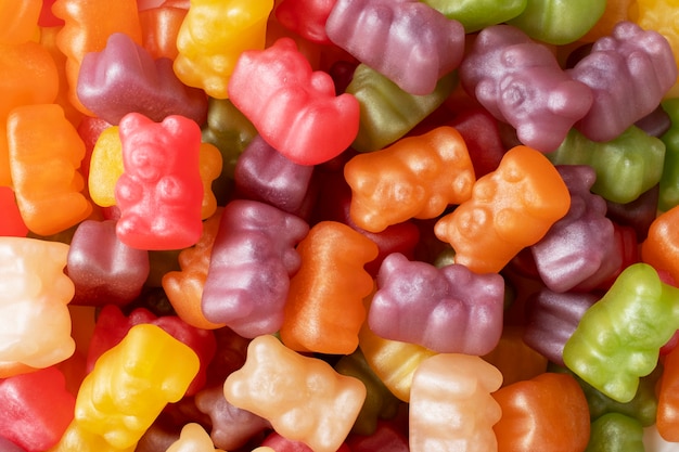 Still life of colorful gummy bears