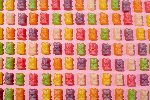 Still life of colorful gummy bears