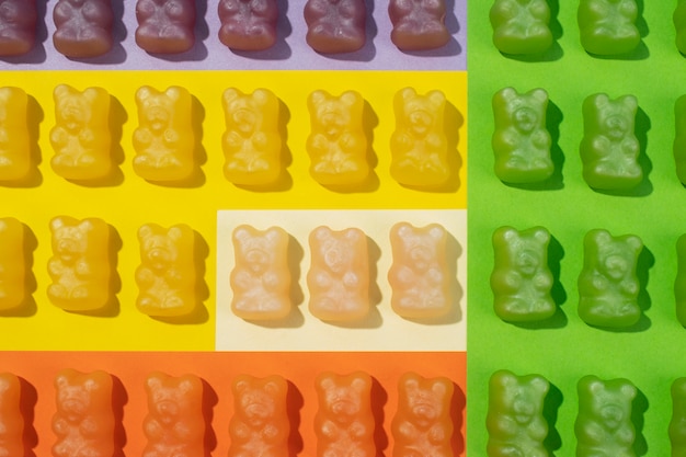 Still life of colorful gummy bears