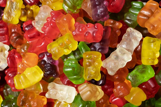 Still life of colorful gummy bears