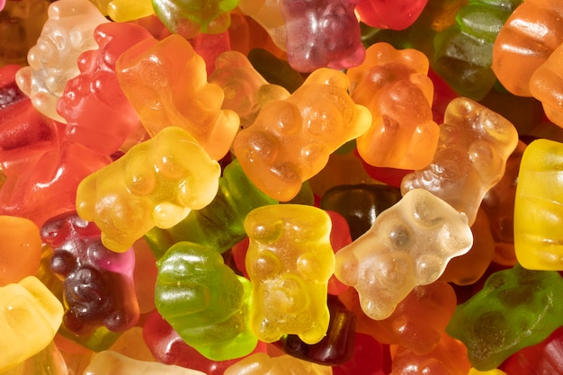 Still life of colorful gummy bears