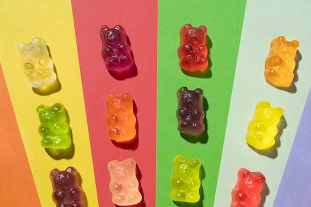 Free photo still life of colorful gummy bears