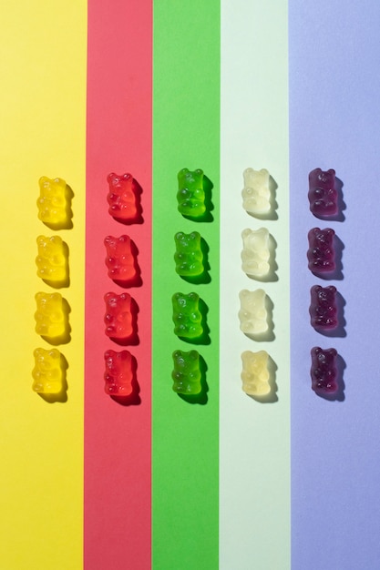 Free photo still life of colorful gummy bears