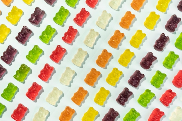 Still life of colorful gummy bears