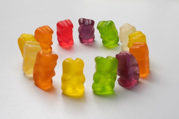 Free photo still life of colorful gummy bears