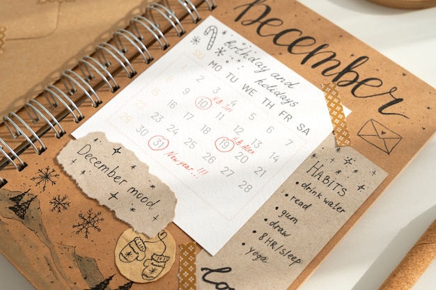 Free photo still life of colorful and overloaded bullet journal