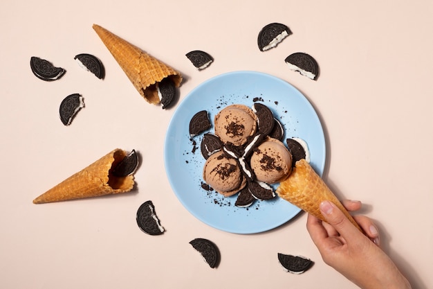 Free Photo still life of cookies and ice cream