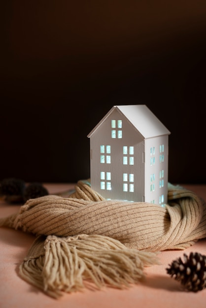 Still life of cozy house with toys