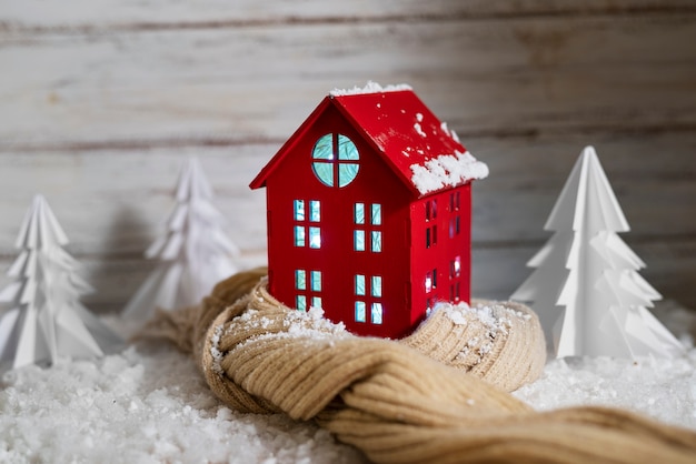 Still life of cozy house with toys