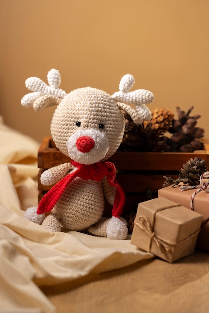 Still life of crochet plushies