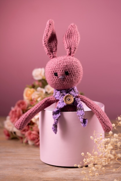 Free photo still life of crochet plushies