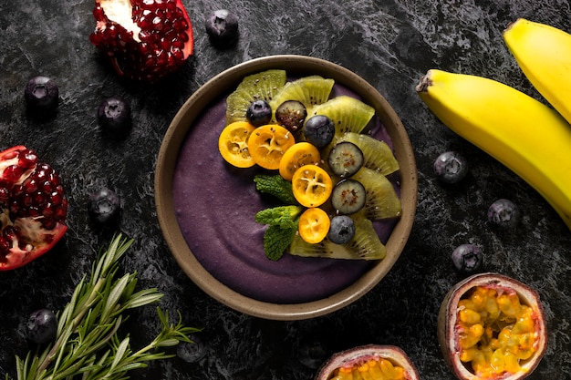 Free Photo still life of cup of brazilian acai dessert