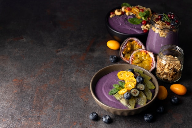 Free Photo still life of cup of brazilian acai dessert