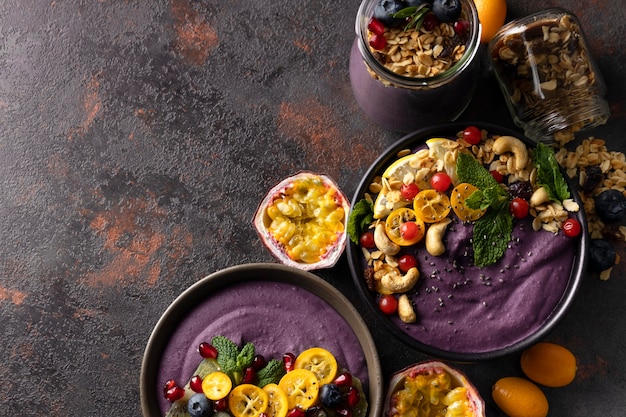 Free photo still life of cup of brazilian acai dessert