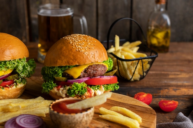 Free photo still life of delicious american hamburger