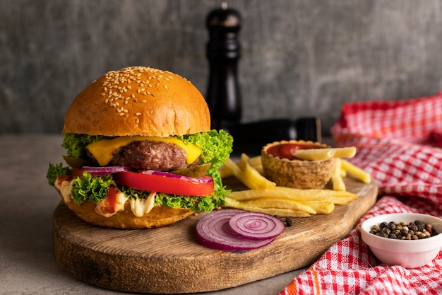 Free photo still life of delicious american hamburger