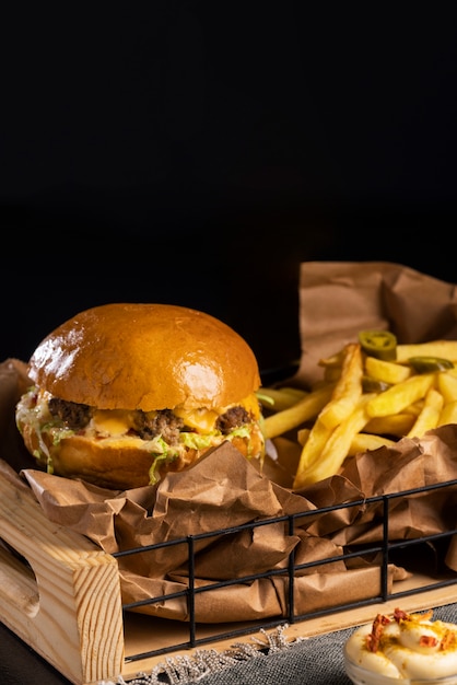 Free photo still life of delicious american hamburger