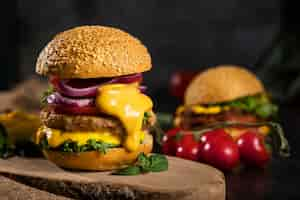 Free photo still life of delicious american hamburger