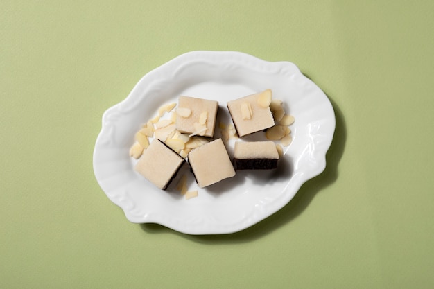 Free photo still life of delicious marzipan dessert