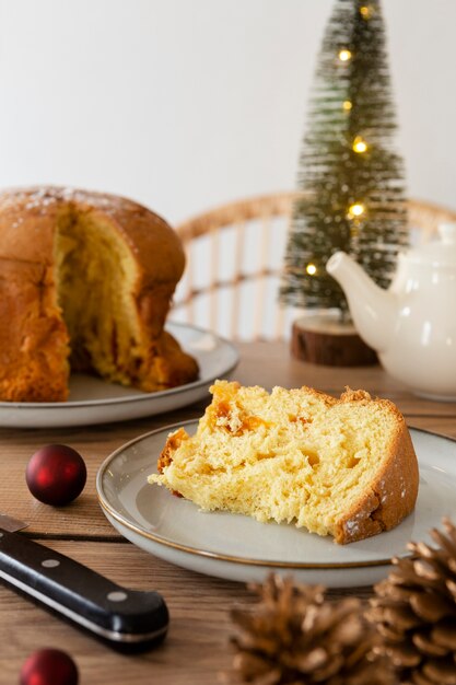 Still life delicious panettone arrangement