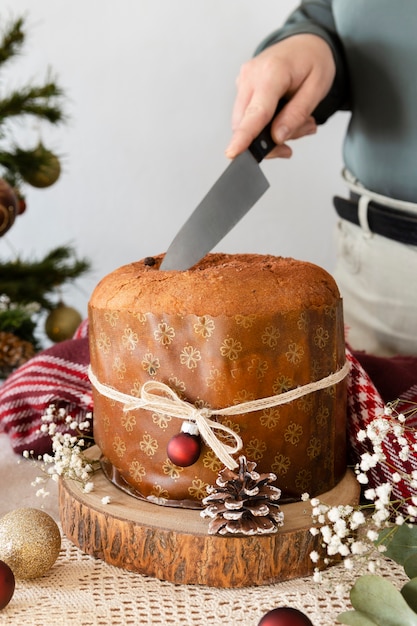 Still life delicious panettone assortment