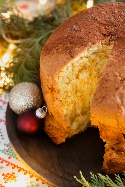 Free photo still life delicious panettone composition