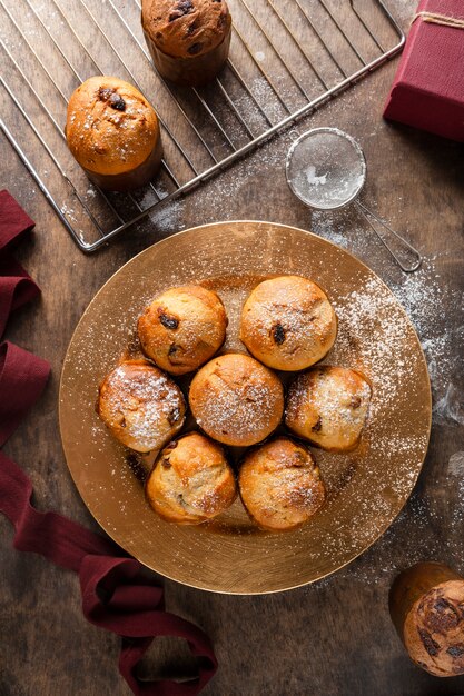 Still life delicious panettone composition