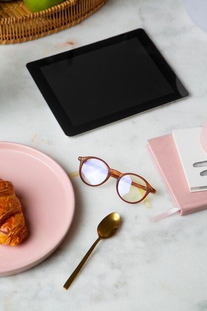 Still life of device on table