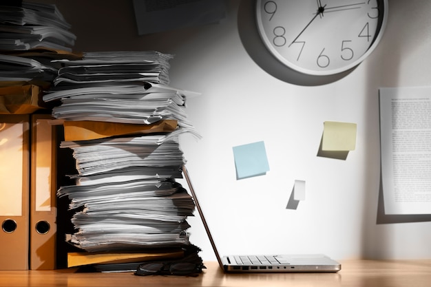 Free Photo still life of documents stack