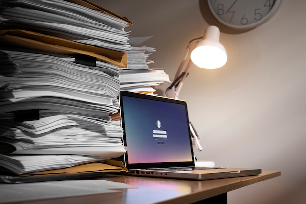 Free photo still life of documents stack