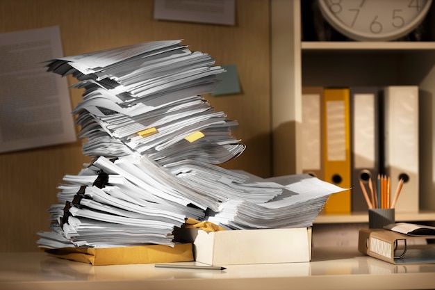 Free Photo still life of documents stack